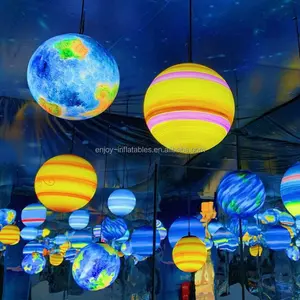 Balon Planet Tiup Lampu Led Kustom Bulan Bumi Jupiter Saturnus Uranus Neptune Mercury Venus untuk Dekorasi Pesta