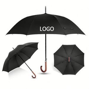 Paraguas Recto Personalizado de 23 Pulgadas con Mango de Madera en Forma de J, Regalo Empresarial de Lujo con Logotipo Impreso para Hotel - Product Image 1