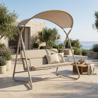 Fauteuil balançoire moderne 2 places pour l'extérieur, structure en acier avec revêtement en poudre, balançoire de jardin en maille texturée haute résistance avec auvent