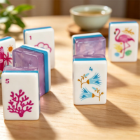 Ensemble de Mahjong Américain Moderne de Luxe en Acrylique Pailleté Violet Clair - 160 Pièces, Portable, pour le Divertissement, Comprend un Tapis de Mahjong Gratuit