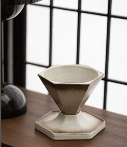 Taza de café con leche rústica de cerámica esmaltada japonesa 2025, Base hexagonal, Vintage forma de diamante, decoración de café, taza de diseño moderno - Product Image 5