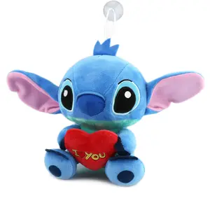 Grosir 20cm Lilo dan Stitch boneka mewah Pink biru Valentine boneka liontin mainan anak perempuan hadiah untuk anak-anak