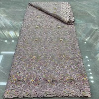 Dentelle soluble dans l'eau haut de gamme, garniture de perles, tube brodé, tissu pour robe de mariée, robe de soirée