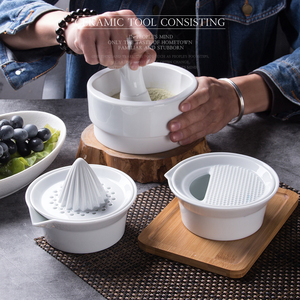 Set Mortaio e Pestello in Ceramica Bianca, Spremiagrumi per Erbe e Agrumi, <span class=keywords><strong>Mortier</strong></span> Avec Plion - Product Image 4