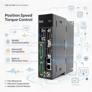 ไดรฟ์เซอร์โวที่รองรับ Ethercat รุ่น ASD-A2-1B23-L/M/U 11Kw 220V Ac การสื่อสารแบบ Rs485 สำหรับสายการผลิตอัตโนมัติ - Product Image 1
