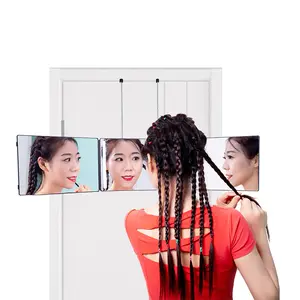 Pendure Oversized Self Cut Vanity Mirror 360 Com Led Light Custom Big 3 Way Barber Hair Salon Maquiagem Espelho Para Auto Hair Cutting