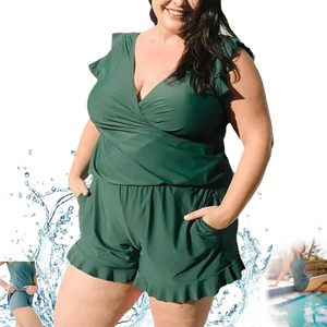 Conjunto de traje de baño para mujer, elegante conjunto de traje de baño de verano para mujer con volantes, sujetador push-up, Monokini con cuello en V, estilo coreano, dos piezas para secado rápido - Product Image 6