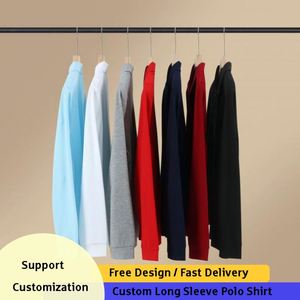 Polo de Alta Calidad de 220 g/m² para Hombre, Casual, Manga Larga, con Logotipo Bordado Personalizado, Transpirable, Deportivo, para Personal de Negocios - Product Image 2