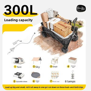 Direct Factory 200kg Capacity Gathering Style <b>Camping</b> Wagon 180L Large Volume All-Terrain Utility Cart 40HQ FCL Fulfillment - Product Image 5