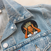 Nouveau design personnalisé noir fille broderie Logo fer sur patch Western Afro filles chapeau patchs brodés pour camionneur chapeau vêtements