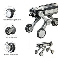 Robot chien quadrupède sur roues, conception à roues tout-terrain, contrôlé par PLC, haute vitesse pour l'inspection, le sauvetage et la logistique