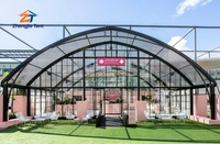 Tenda Atap Lengkung Bahan Aluminium Alloy dengan Jendela PVC Transparan, Rangka Cat Hitam, Tenda Luar Ruangan untuk Pesta, Acara, Pameran, Semua Musim