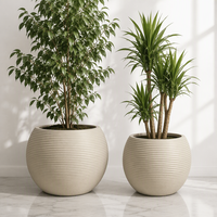 Moule appartenant à l'usine en gros de haute qualité blanc noir gris rond éclairé extérieur grande taille Pots de plantes en plastique Pots de fleurs