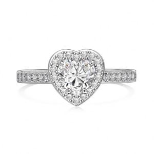 Dylam High Jewelry Factory Directly Sale S925 Silver 31pcs Small 5A <b>CZ</b> 1.0ct D VVS1 Moissanite Main Lover Heart Shape <b>Rings</b> - Product Image 1