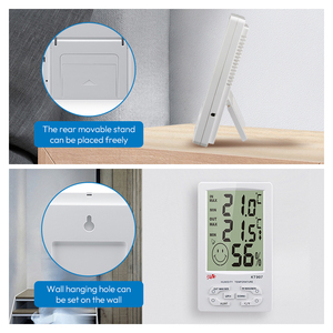 Ngoài trời báo động nhiệt độ độ ẩm mét LCD hiển thị kỹ thuật số Nhiệt kế cảm biến nhiệt độ hộp nhựa điện tử quay số nhựa - Product Image 5