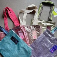 Sac fourre-tout coréen personnalisé en Tyvek argenté, imperméable, lavable, réutilisable, avec poignées tissées, vente en gros, sac à doublure en toile de fabrication industrielle