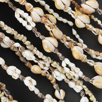 Élégant Collier Long Fait Main Perlé de Plage en Coquillages Naturels Bohème