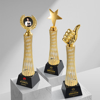 Trophée personnalisé en métal pour entreprise, réunion annuelle, souvenir, récompense avec base en cristal