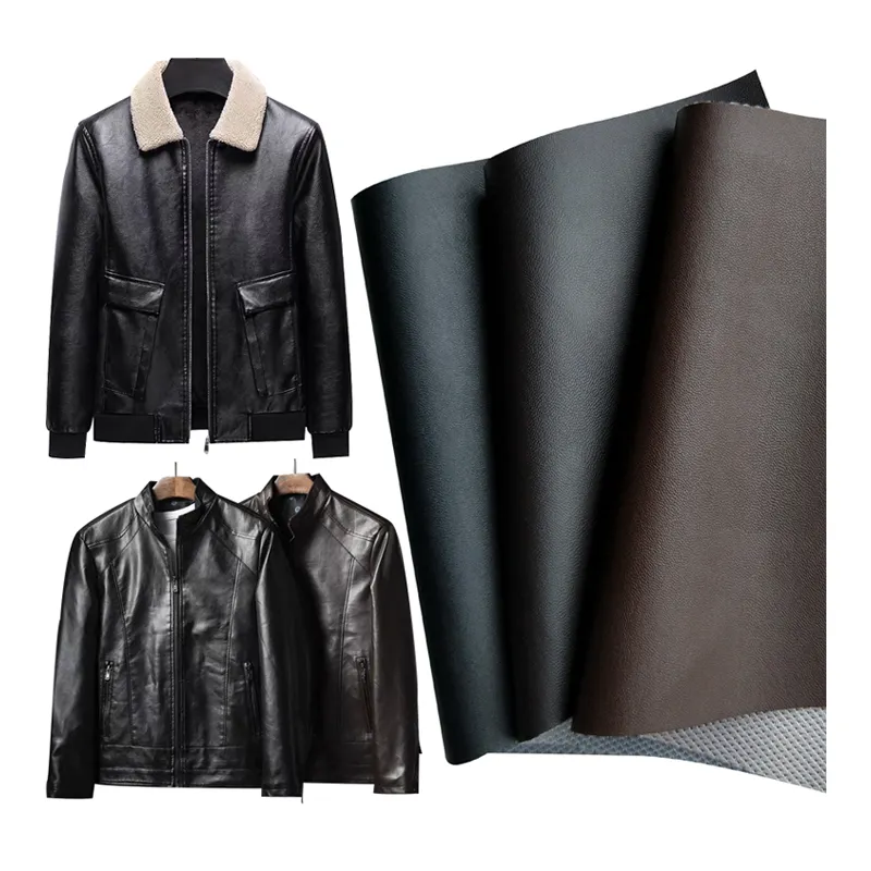 Échantillon gratuit de gaufrage populaire PVC Faux cuir chinois moins cher pour veste tissu vêtement veste en cuir pu