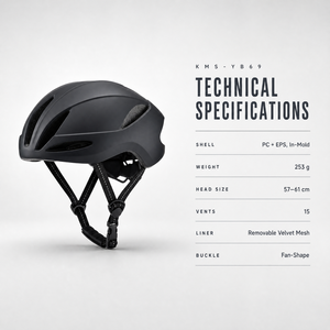 Casque de vélo adulte KMS-YB69, en PC+EPS moulé, léger (253g), 15 aérations, réglable de 57 à 61 cm, pour VTT et vélo de route - Product Image 2