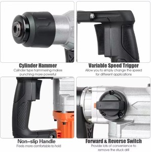 Industrial Concrete Demolition Breaker 950W Impact Hammer <b>Drill</b> With SDS-PLUS Chisels and <b>Bits</b> PICUS742 950W Power Delivers High - Product Image 1