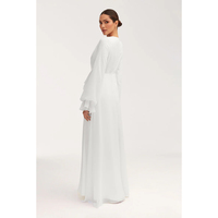 Abaya Open Side Pockets Locker sitzende boden lange geprägte Baumwolle Leinen Chiffon gewebte Druck muster Kleid Fashion Style Kleid