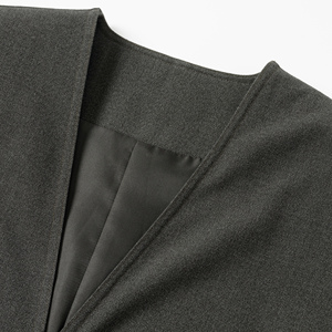 <span class=keywords><strong>Gilet</strong></span> de costume gris pour <span class=keywords><strong>femme</strong></span>, 6 % <span class=keywords><strong>laine</strong></span> mélangée, col en V minimaliste, coupe longue sans manches - Product Image 3