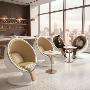 Chaise en fibre de verre en forme de tasse à café pour l'intérieur d'un café, style moderne minimaliste, siège souple en FRP. - Product Image 2