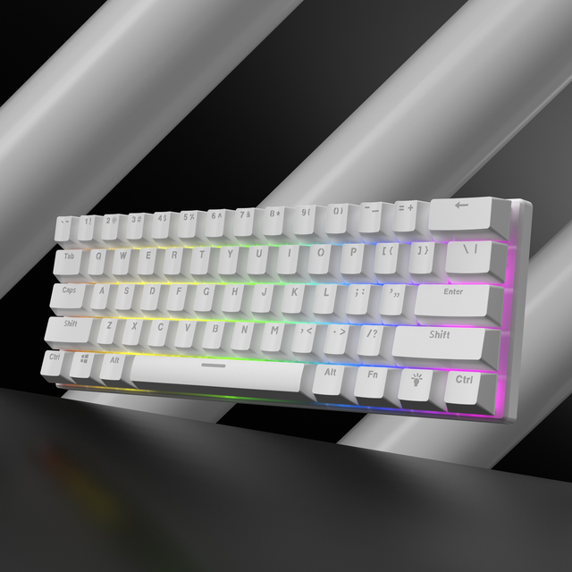 60 Percent Mechanical Gaming Keyboard Ergonomic Durable Detachable Type-C Cable Mini White Gaming Keyboard with Red Switches