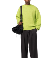 Pull décontracté à col rond en mohair pour homme, couleur unie, coupe oversize, avec logo personnalisé sur le devant, respirant, manches classiques, vente en gros