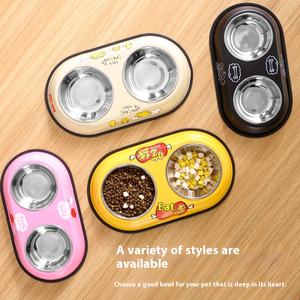 Explosion en acier inoxydable Double bol buveur pour animaux <span class=keywords><strong>de</strong></span> compagnie bouteille écologique forme chat et chien plat fournitures pour animaux <span class=keywords><strong>de</strong></span> compagnie - Product Image 1