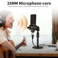 Microphone de studio professionnel FANGDONG 48V cardioïde XLR avec suspension antichoc en métal de 25 mm pour diffusion, karaoké et jeux, style bureau