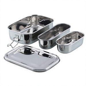 Sustainable Eco-Friendly Rectangle Stainless Steel 2-Layer Lightweight Easy-Clean Freshness Preservation Glossy <b>Box</b> Storage Bins - Product Image 1