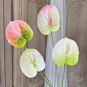 Chất Lượng Cao Nhân Tạo Đám Cưới Trang Trí Bất Cảm Ứng PU Hoa Dài Thân Cây <span class=keywords><strong>Anthurium</strong></span> Cho Bảng Trung Tâm Trang Trí Đám Cưới - Product Image 4