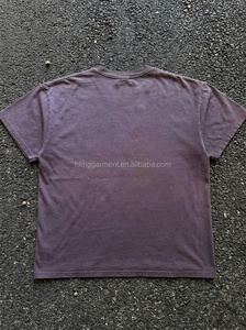 T-shirt col rond délavé effet vieilli 100% coton, style vintage délavé au soleil pour homme, t-shirt personnalisé pour homme effet délavé à l'acide - Product Image 2