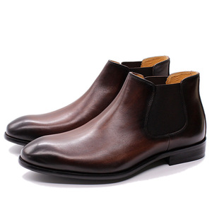 Botas de Tobillo Balmoral de Cuero para Hombre, Textura Lijada a Mano, Estilo Amish, Algodón, Resistentes al Agua, Antideslizantes - Product Image 1