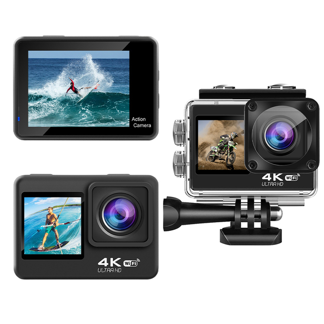 4K WiFi Waterproof Action Camera Noise Cancellation 20MP 10X Optical Zoom Six-axis EIS 170 Wide-Angle MicroSD CMOS Sensor AI