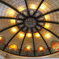 Grand gazebo de jardin en verre coloré, dôme de construction pour décoration extérieure, motif personnalisé, couleur mosaïque, plafond en verre coloré