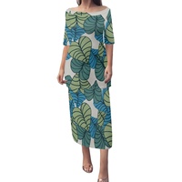 Robe Puletasi en feuille de Kalo, vêtements tribaux polynésiens, robes pour femmes, élégante robe d'île à manches courtes, ensemble Puletasi Hawaï, robe maxi
