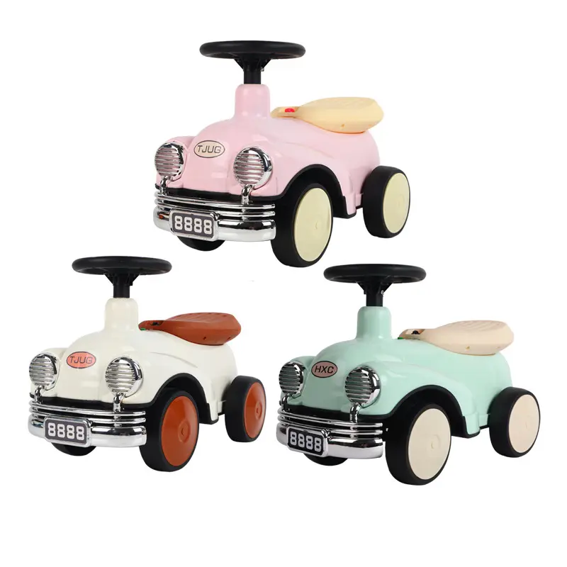Vintage çocuklar Glide araba arazi aracı denge bisikleti hafif müzik ile büküm araba bebek oyuncak araba