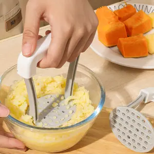 مفرمة البطاطس اليدوية أداة مطبخ محمولة لضبط البطاطس المضغوطة من البلاستيك للأطفال خبز الموز والفاكهة