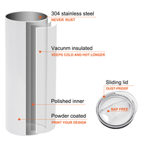 Gobelets droits en acier inoxydable blancs de 20 oz / 30 oz pour sublimation, avec pailles, vente en gros depuis l'entrepôt américain