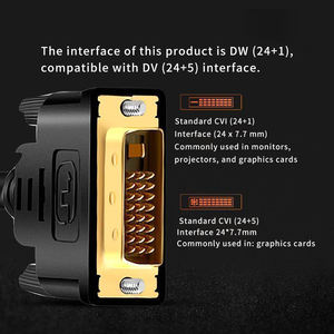 Özelleştirilmiş altın kaplama çift bağlantı DVI uzatma 24 + <span class=keywords><strong>5</strong></span> arayüzü erkek kadın 50cm siyah kablo bilgisayar Video için - Product Image 2