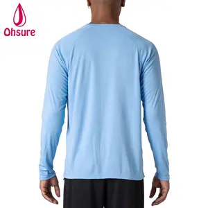 Kaus lengan panjang pria, baju Gym kompresi bawah lapisan, pakaian lari cepat kering, kaus Raglan lengan panjang, baju kasual leher O