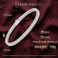 Bracelet Tennis en Laiton Fabriqué à la Machine avec Zircons 5A et Or Blanc, Chaîne Tennis en Zircons 5A CNC, Style Hip Hop – En Stock