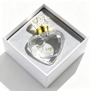 Envase de Perfume Vacío de Vidrio Transparente en Forma de Corazón de Lujo de 50 ml Personalizado de Alta Gama para Envasado de Cosméticos con Embalaje en Caja - Product Image 1