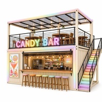 Bar lounge conteneur double étage de 20 pieds, thème néon personnalisé, préfabriqué, pour projets d'économie nocturne