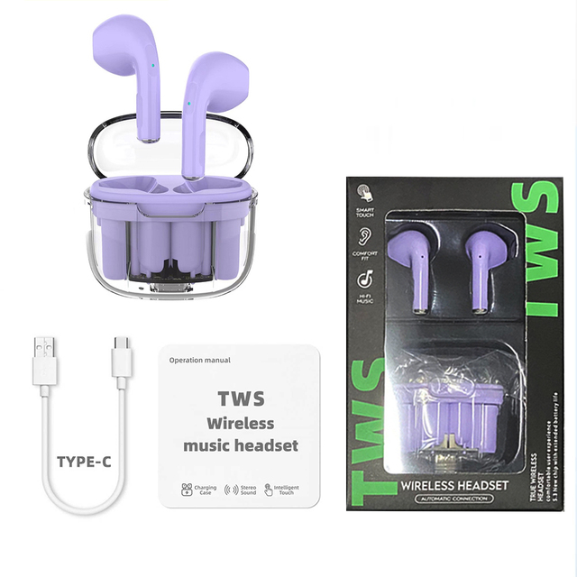 A2D  Touch Control Wireless Transparent TWS Earbuds BT5.3 Low Delay Gaming Earbuds Long Playtime With Charging Case No Delay