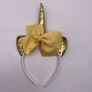 Cross-Border European and American Children's Headwear Unicorn Sequin Two-Tone Fish Scale <b>Cat</b> Ear <b>Headband</b> Bow Hair Accessory - Product Image 1