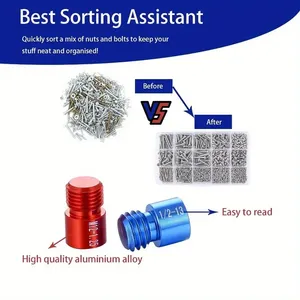 44-Piece Nut và Bolt Kích thước Checker Assortment Set, Twist-on hợp kim nhôm Chủ Đề Công cụ đo Kit với đo lường trường hợp - Product Image 6